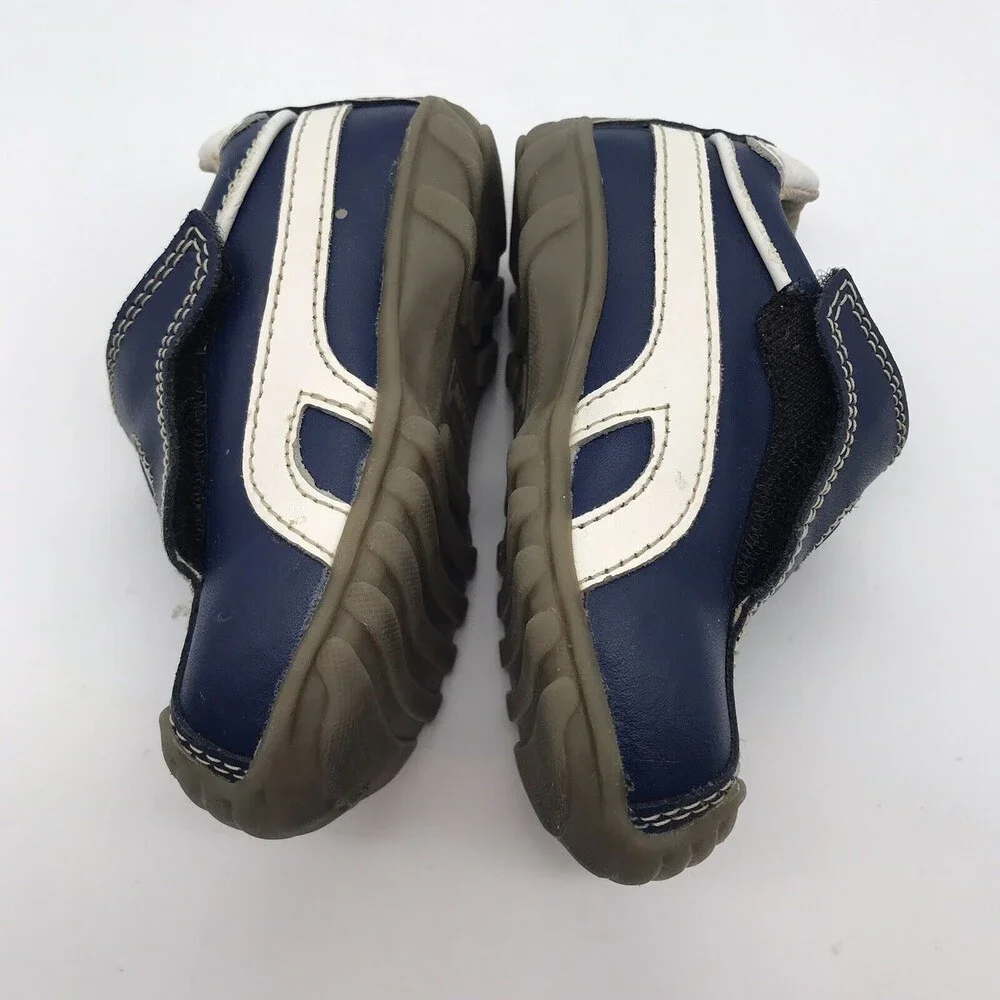 VINCENT Swedish Unisex Kids size 5.5 Shoes Cap Toe Blue & White Leather Sneakers